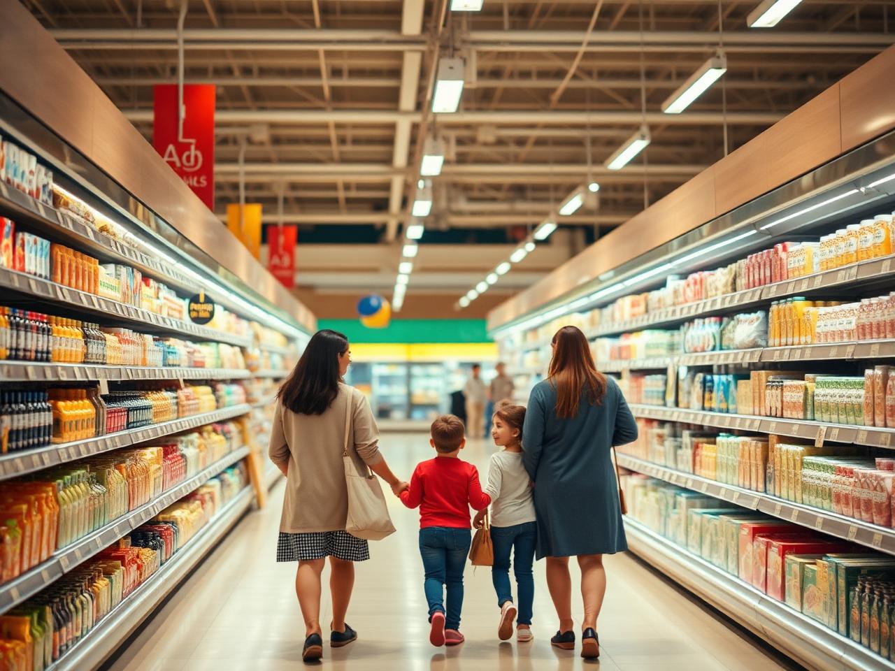 Family shopping in a Lulu hypermarket aisle